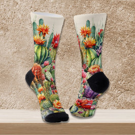 Calcetines Hermoso Cacti florido