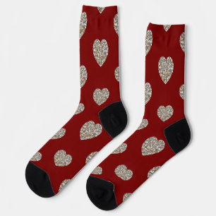 Calcetines Hermoso corazón de textura de mármol blanco y oro