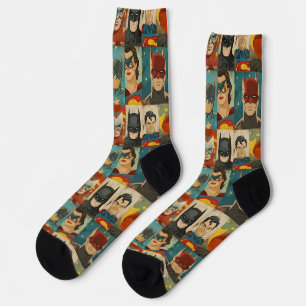 Calcetines Héroes de cómics antiguos en colores retro