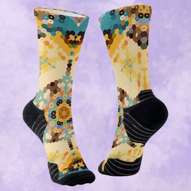 Calcetines Hex Mandala Amarillo y Azul (Subido por el creador)
