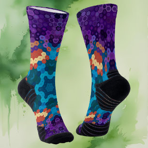 Calcetines Hex Mandala Azul púrpura y Naranja