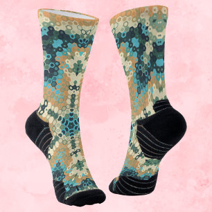 Calcetines Hex Mandala Azul y Naranja