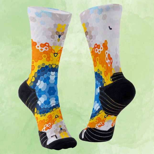 Calcetines Hex Mandala Naranja amarillo azul y blanco (Subido por el creador)