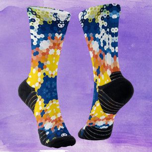 Calcetines Hex Mandala Naranja amarillo azul y verde