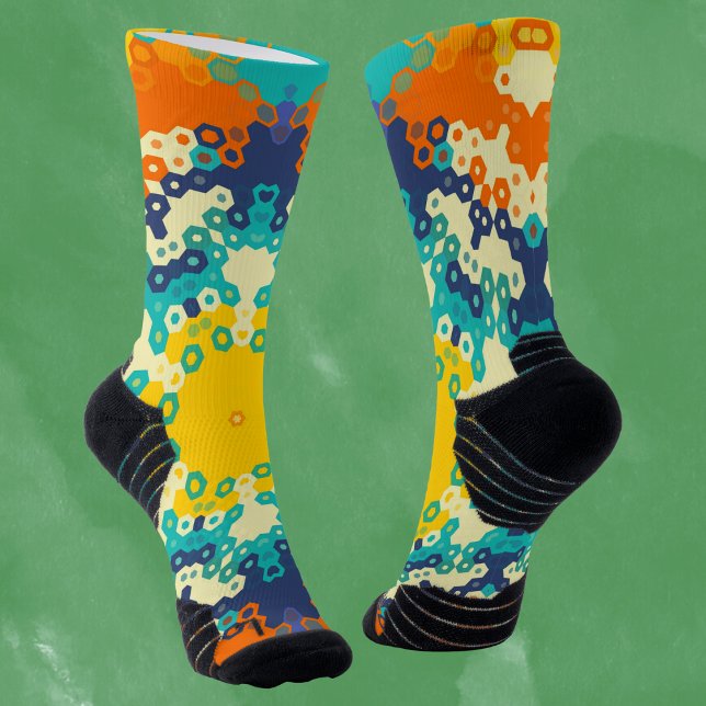 Calcetines Hex Mandala Naranja azul y amarillo (Subido por el creador)