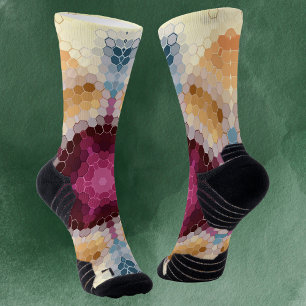 Calcetines Hex Mandala Naranja rosa y azul