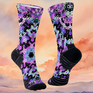 Calcetines Hex Mandala Púrpura Rosa y Azul