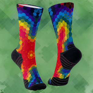 Calcetines Hex Mandala Rojo Amarillo y Azul