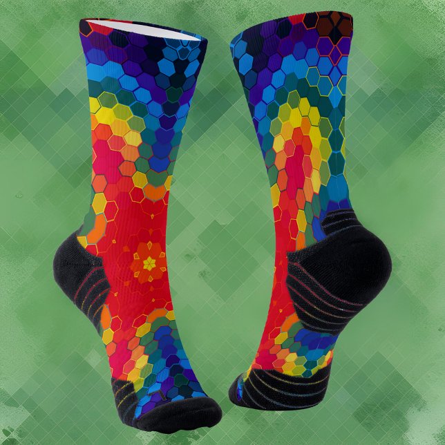 Calcetines Hex Mandala Rojo Amarillo y Azul (Subido por el creador)