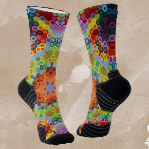 Calcetines Hex Mandala Rosa verde y Naranja