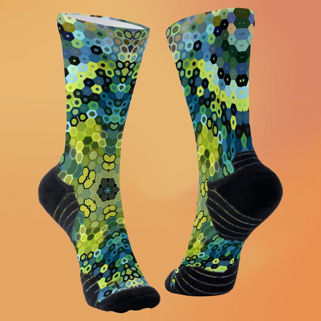 Calcetines Hex Mandala Verde y Azul (Subido por el creador)
