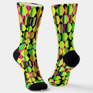 Calcetines Hexágono geométrico y triángulo en amarillo y negr