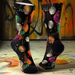 Calcetines Hexágono metálico con verde esmeralda, oro, magent