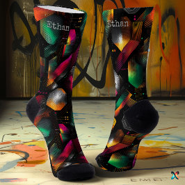 Calcetines Hexágono vívido con gradiente esmeralda y magenta