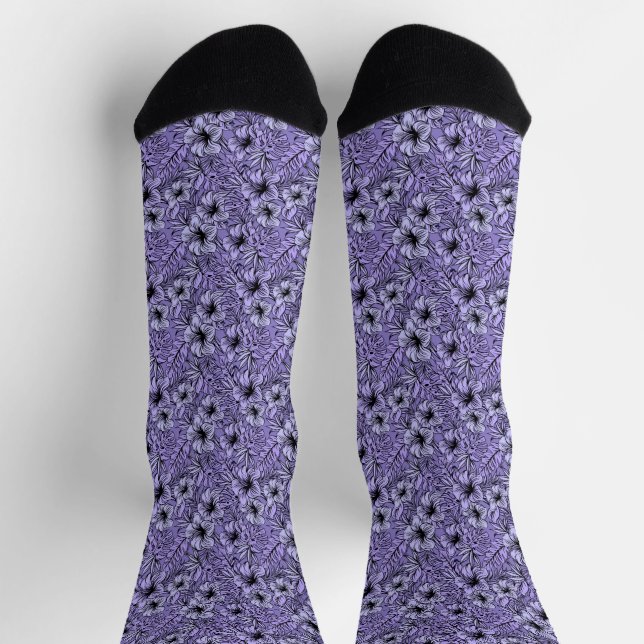 Calcetines Hibiscus in Purple Pattern N (Arriba)