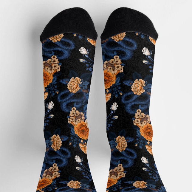 Calcetines Hidden in the roses, orange and blue (Arriba)
