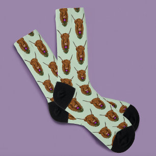 Calcetines Highland Scottish Cow Purple Celtic Knot Work