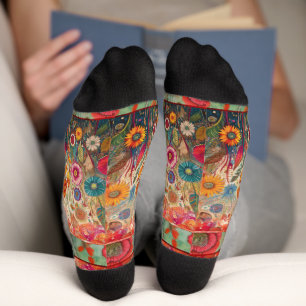 Calcetines Hippie retro: zócalos de jardín de arte popular