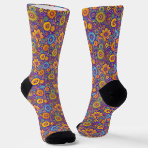 Calcetines Hippie retro: zócalos de vibe púrpura