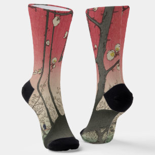 Calcetines Hiroshige Finca de ciruelos Kameido: Japonés vinta