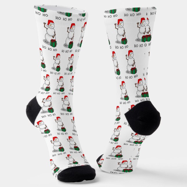Calcetines Ho Ho Ho Ho Ho Feliz Navidad Santa Cute Snowman (Angular)