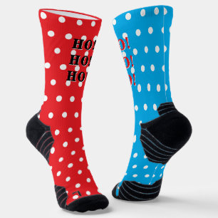 Calcetines HO HO HO Rojo Azul Blanco Lunares
