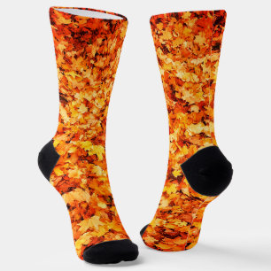 Calcetines Hojas de arce de otoño naranja dorado