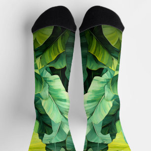 Calcetines Hojas Tropicales Abstracto Botánico Jungla Natural
