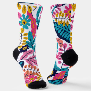 Calcetines Hojas Tropicales Vibrantes y Botánica Exótica
