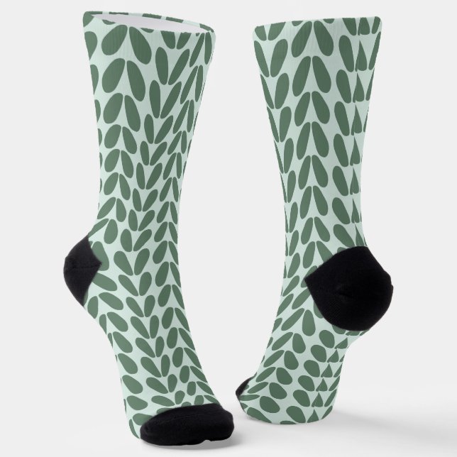 Calcetines Hojas verdes elegantes sobre el azul pastel (Angular)