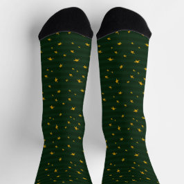 Calcetines Holiday Green Yellow Stripe Star Christmas 