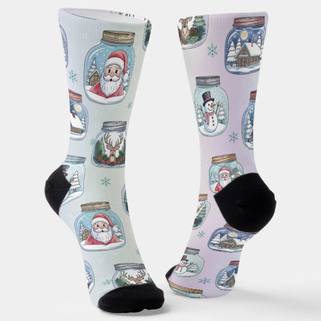 Calcetines Holiday Socks Christmas Snow Globe Jars  (Angular)