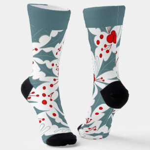 Calcetines Holly retro Verde azulado audaz y feriado de Berri