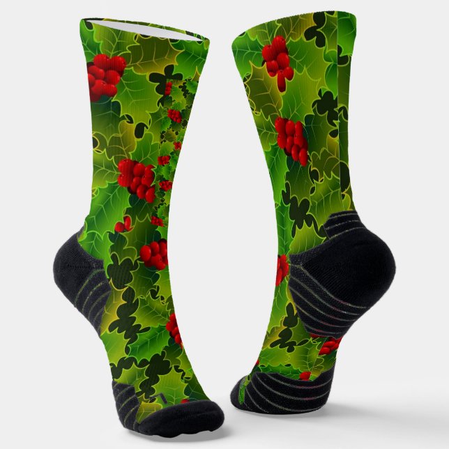 Calcetines Holly verde y rojo (Angular)