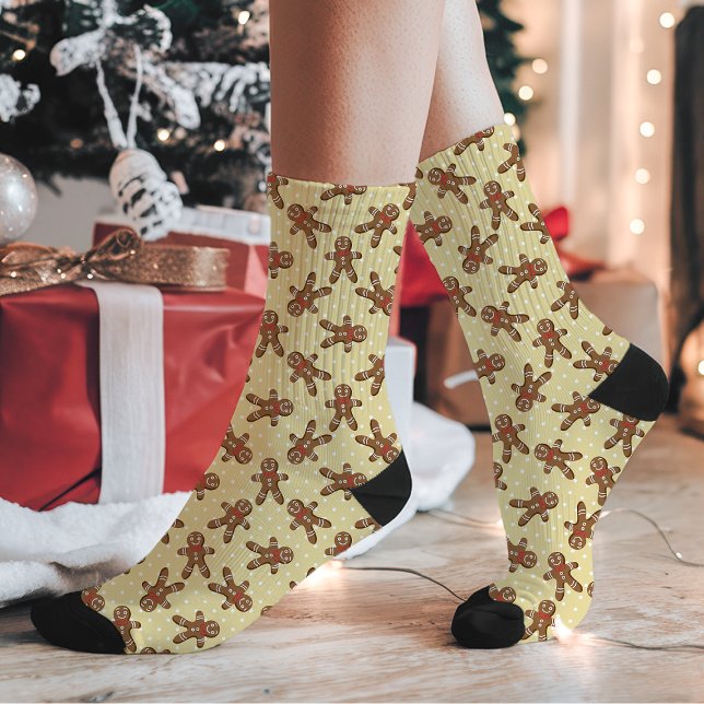 Calcetines Hombre de Jengibre Amarillo de Navidad con Lunares (Subido por el creador)