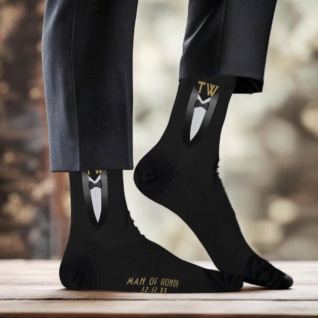 Calcetines Hombre De Teja Negra Gatsby Boda De Tuxedo Gracios (Classy Tuxedo socks for your Man of Honor or any member of your wedding party. Just add their name)