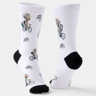 Calcetines Hombre viejo gracioso en una bicicleta para los af