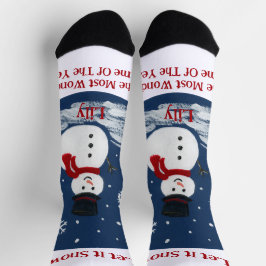 Calcetines Hombres de Nieve maravillosa año de tiempo PERSONA