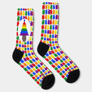 Calcetines Hombres gay arcoiris Árbol de Navidad y regalo