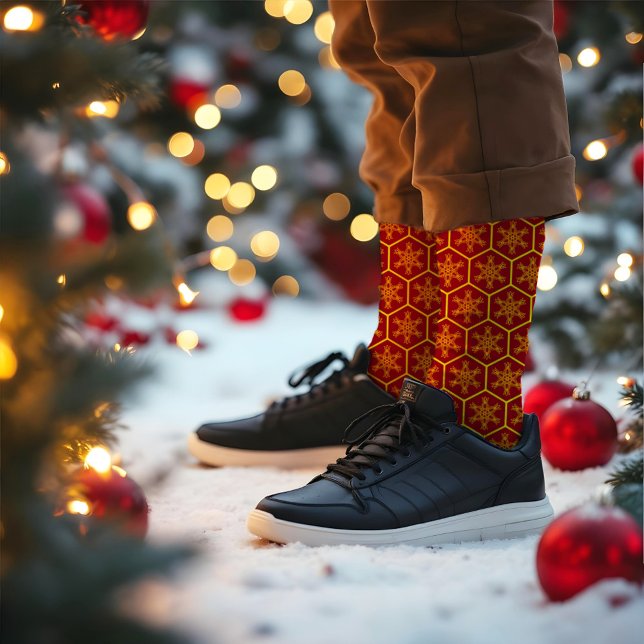 Calcetines Honeycomb Snowflake Patrón amarillo marrón elegant (Subido por el creador)