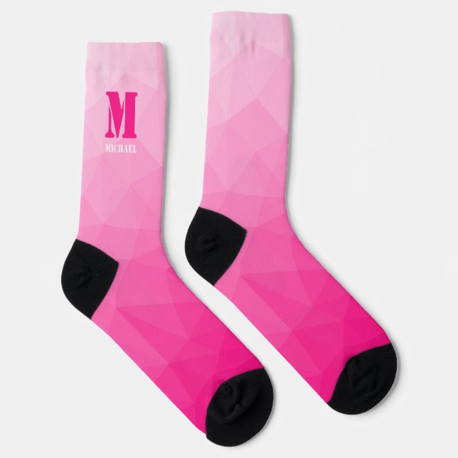 Calcetines Hot pink geometric mesh pattern Monogram (Derecha)