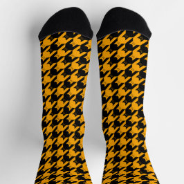 Calcetines Houndstoth Black and Naranja Halloween