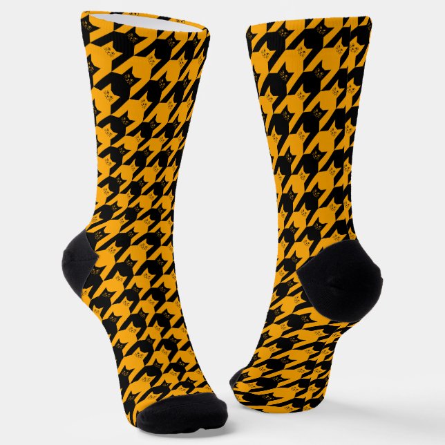 Calcetines Houndstoth Black and Naranja Halloween (Angular)