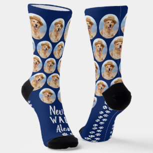 Calcetines Huellas de perro personalizadas Nunca Caminar Solo