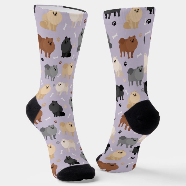 Calcetines Huellas de púas y huesos de perro de Pomerania (Angular)