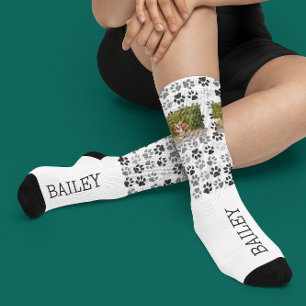 Calcetines Huellas Personalizadas Nombre Foto Mascota Perro G