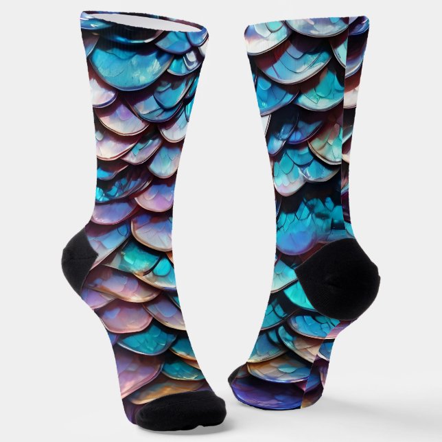 Calcetines Hues encantados: Allure of Pastel Mermaid Scales (Angular)