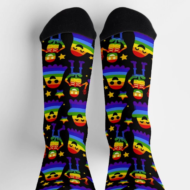 Calcetines 🦇🌈 Huesos y Estrellas de Arcoíris  (Arriba)