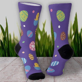 Calcetines Huevos de Pascua, puntos de polka y polluelo en zó