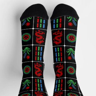 Calcetines Huge Mahjong Tiles #4 Rojo Verde Azul Negro